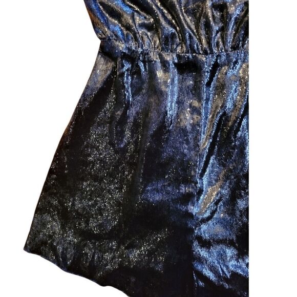 LUSH Black Textured Shiney Shimmer Halter backless Romper S - Picture 3 of 13